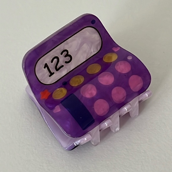 ✏️3/$15✏️ NEW Piper k Back To School Purple Calculator Single Hair Clip - Picture 1 of 3
